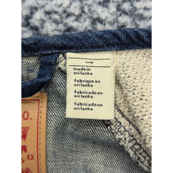 Levis Hybrid Denim Trucker Jacket Womens LG Snap Button Up Bomber Western Blue - Picture 15 of 16